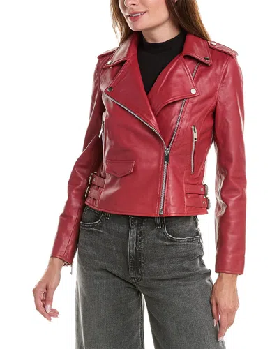 Walter Baker Liz Leather Jacket In Red