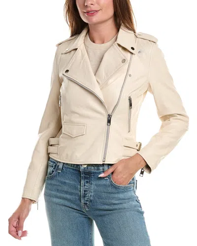 Walter Baker Liz Leather Jacket In Oyster