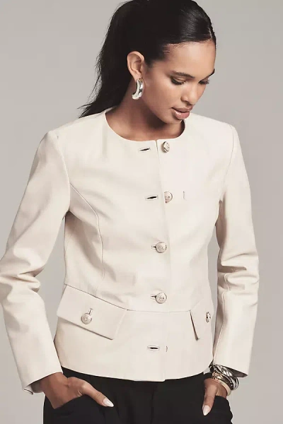 Walter Baker Lolita Leather Jacket In Beige