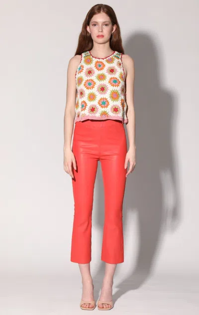 Walter Baker Lori Pant, Coral - Stretch Leather In Red