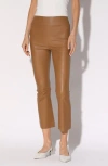 Walter Baker Luisa Leather Crop Flare Leg Pants In Camel