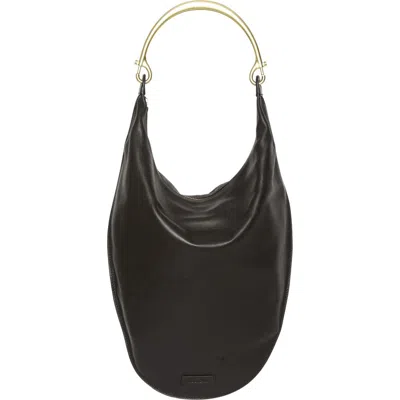 Walter Baker Luna Frame Handle Leather Hobo Bag In Black