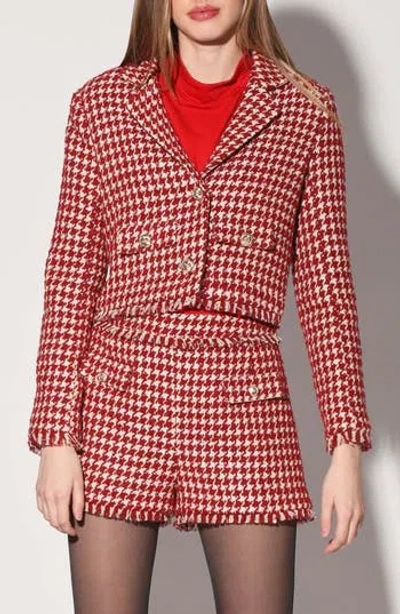 Walter Baker Lyona Houndstooth Jacket In Wine Houndstooth