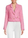 Walter Baker Lyona Tweed Cropped Blazer In Paris Pink