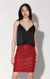 WALTER BAKER MAE SKIRT, RED - STRETCH LEATHER