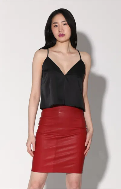 WALTER BAKER MAE SKIRT, RED - STRETCH LEATHER
