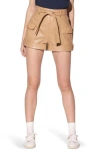 Walter Baker Marcos Tie Waist Leather Shorts In Navy