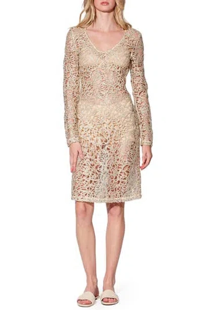 Walter Baker Melody Long Sleeve Embroidered Dress In Neutral