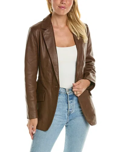 Walter Baker Mia Leather Blazer In Brown