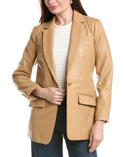 Walter Baker Mia Leather Blazer In Neutral