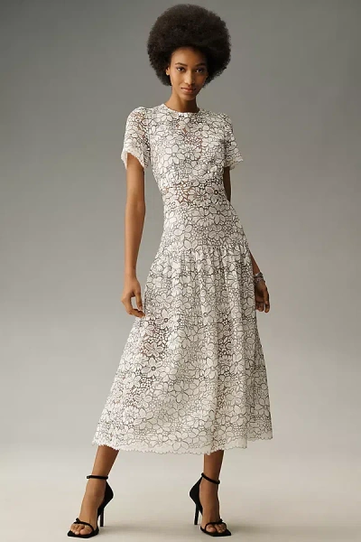 Walter Baker Mila Short-sleeve Lace Midi Dress In White