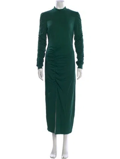 Pre-owned Walter Baker Mock Neck Long Dress In Green