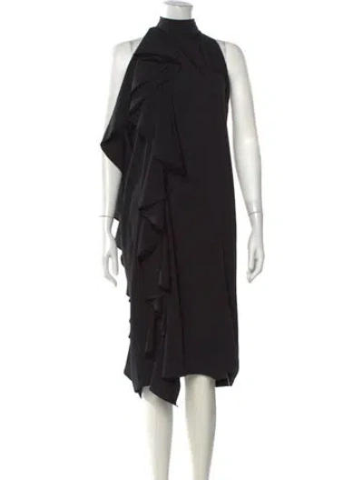 Pre-owned Walter Baker Mock Neck Midi Length Dress In Black