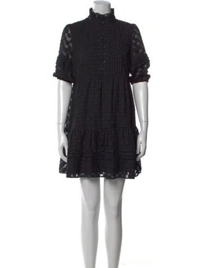 Pre-owned Walter Baker Mock Neck Mini Dress In Black