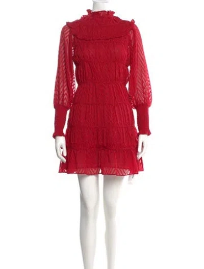 Pre-owned Walter Baker Mock Neck Mini Dress In Red