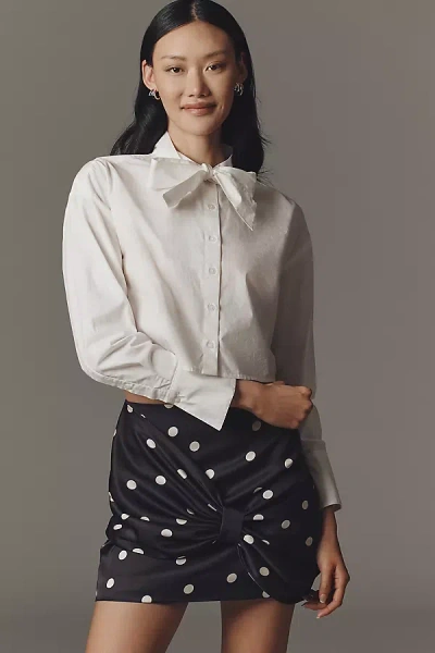 Walter Baker Monroe Bowed Buttondown Top In White
