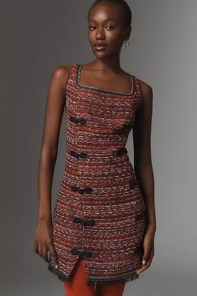 Walter Baker Nadia Sleeveless Tweed Mini Dress In Brown