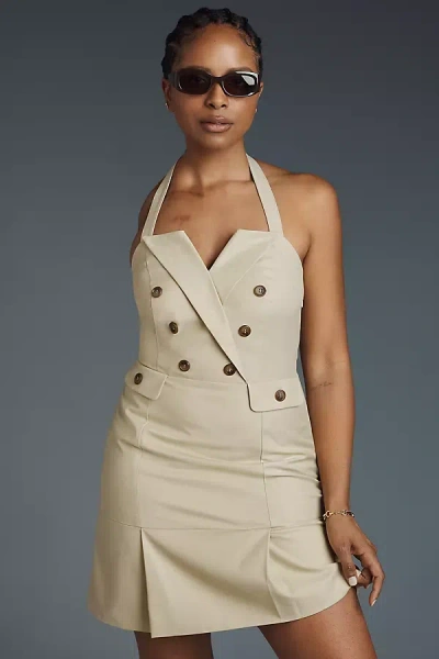 Walter Baker Nichelle Halter Suiting Mini Dress In Green