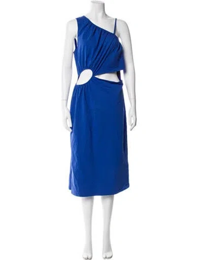 Pre-owned Walter Baker One-shoulder Midi Length Dress In Blue