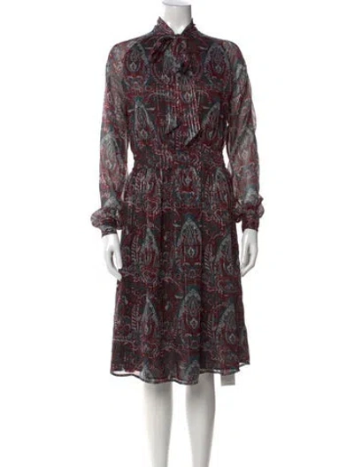 Pre-owned Walter Baker Paisley Print Midi Length Dress In Red