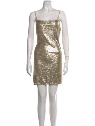 Pre-owned Walter Baker Patterned Mini Dress In Gold