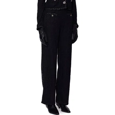 Walter Baker Paxton Floral Knit Straight Leg Pants In Black