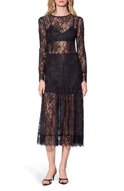 Walter Baker Penelope Lace Long Sleeve Dress In Black
