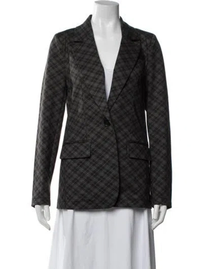 Pre-owned Walter Baker Plaid Print Blazer In Brown