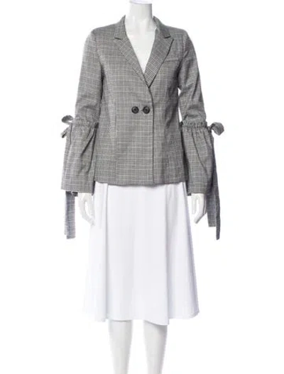 Pre-owned Walter Baker Plaid Print Blazer In Gray