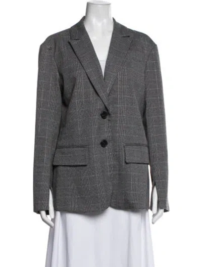Pre-owned Walter Baker Plaid Print Blazer In Gray
