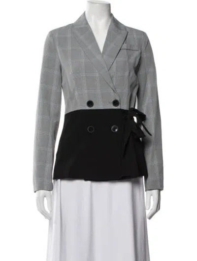 Pre-owned Walter Baker Plaid Print Blazer In Grey