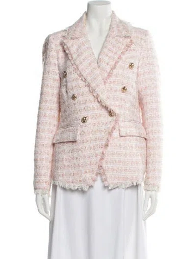 Pre-owned Walter Baker Plaid Print Blazer In Pink