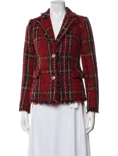 Pre-owned Walter Baker Plaid Print Blazer In Red
