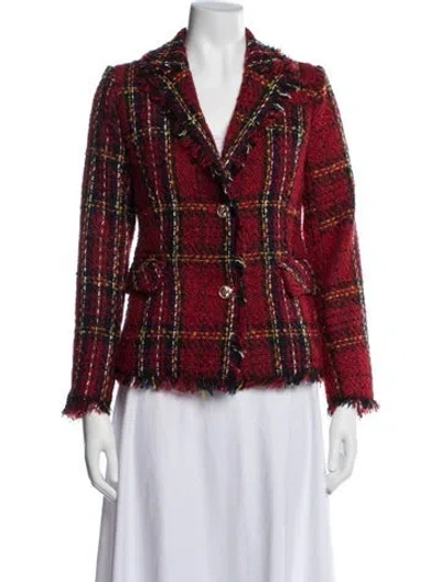 Pre-owned Walter Baker Plaid Print Blazer In Red