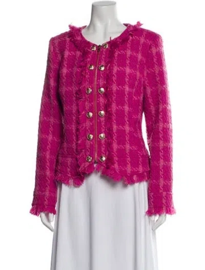 Pre-owned Walter Baker Plaid Print Evening Jacket In Pink