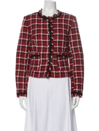 Pre-owned Walter Baker Plaid Print Jacket W/ Tags In Red