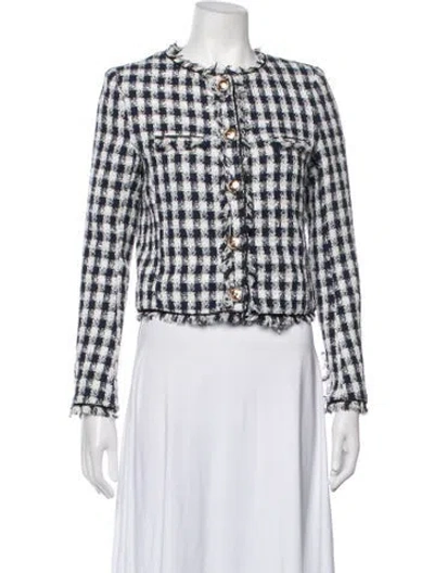 Pre-owned Walter Baker Plaid Print Jacket In White