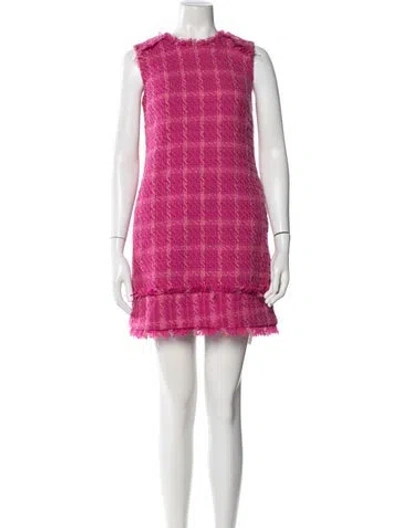 Pre-owned Walter Baker Plaid Print Mini Dress In Pink