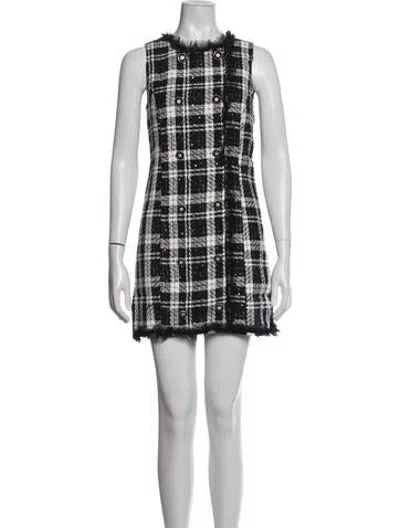 Pre-owned Walter Baker Plaid Print Mini Dress W/ Tags In Black