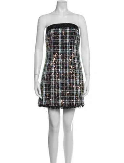 Pre-owned Walter Baker Plaid Print Mini Dress In White
