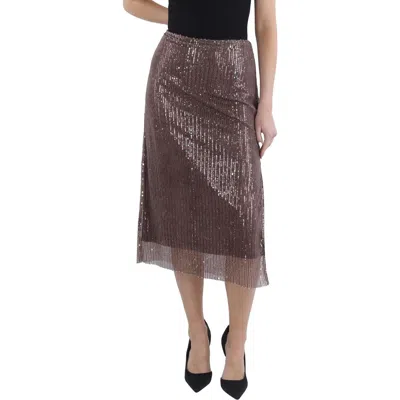 Walter Baker Plus Womens Sequined Party Midi Skirt In Brown