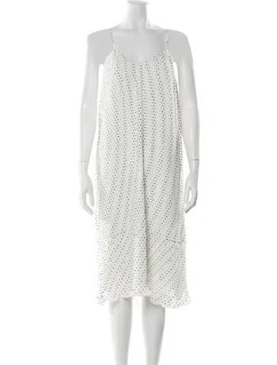 Pre-owned Walter Baker Polka Dot Print Midi Length Dress In White