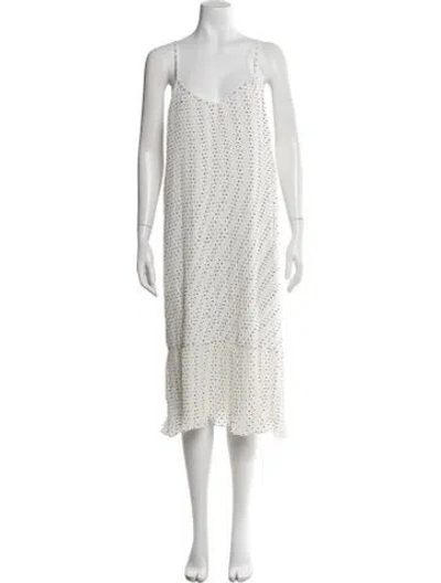 Pre-owned Walter Baker Polka Dot Print Midi Length Dress In White
