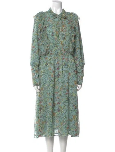 Pre-owned Walter Baker Printed Midi Length Dress In Green