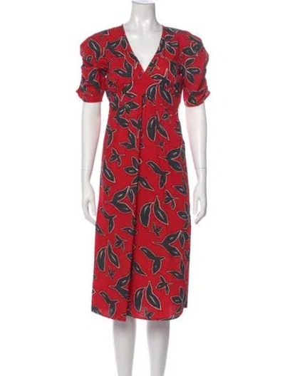 Pre-owned Walter Baker Printed Midi Length Dress In Red
