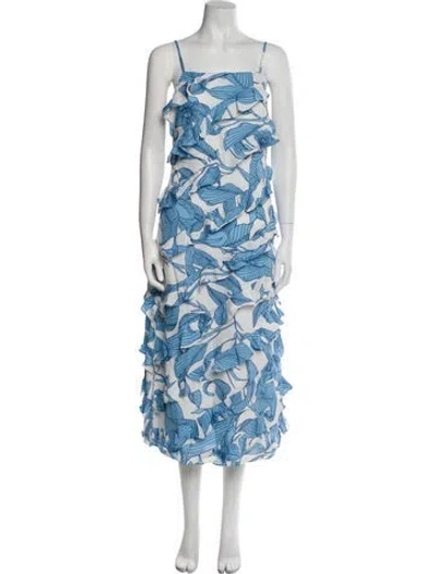Pre-owned Walter Baker Printed Midi Length Dress W/ Tags In Blue