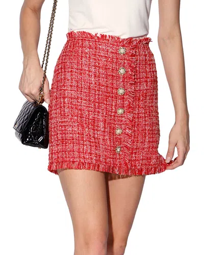 Walter Baker Rebel Tweed Skirt In Red