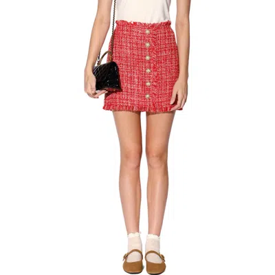 Walter Baker Rebel Tweed Miniskirt In Cherry Tweed