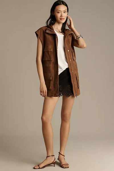 Walter Baker Renata Suede Vest Jacket In Brown