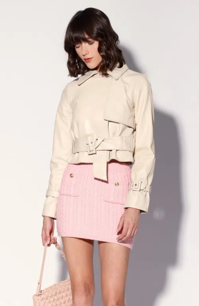 Walter Baker Rexa Short Leather Trench Jacket In Neutral